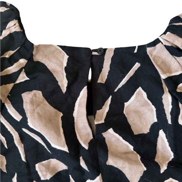 (NWT) DKNY - Women’s Abstract Print Puff Sleeve Linen Blend Blouse - Picture 6 of 16